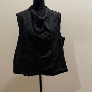 TEREA BY ANDREA PITTER Black Drape Cowl Neck Sleeveless Vest Top Plus Size 2X